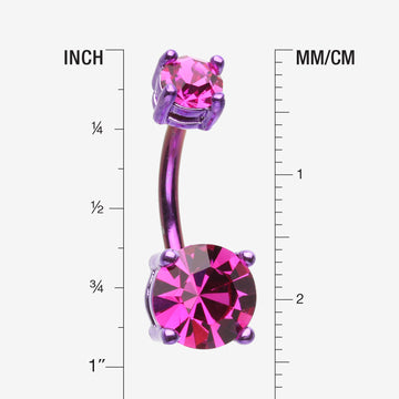 Detail View 1 of Colorline Brilliant Sparkle Gem Prong Set Belly Button Ring-Purple/Fuchsia